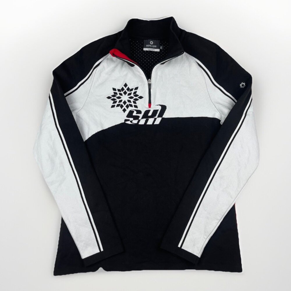 NEWLAND Sweater 1/4 Zip Ski Base Layer Made In ITALY Black Womens Sz XL Read*